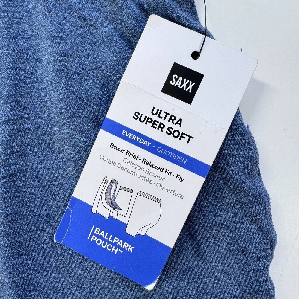 SAXX Boxer Briefs Blue Ballpark Pouch Mens 3XL Ultra Super Soft BB Fly NWT